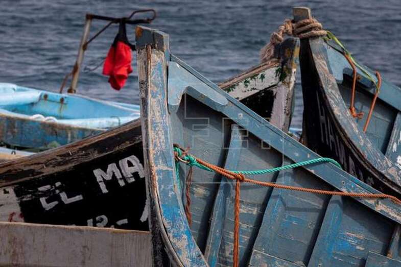 Imagen de archivo tomada el 12 de septiembre de las pateras que se acumulan en el muelle de Arguineguín (EFE / Quique Curbelo)